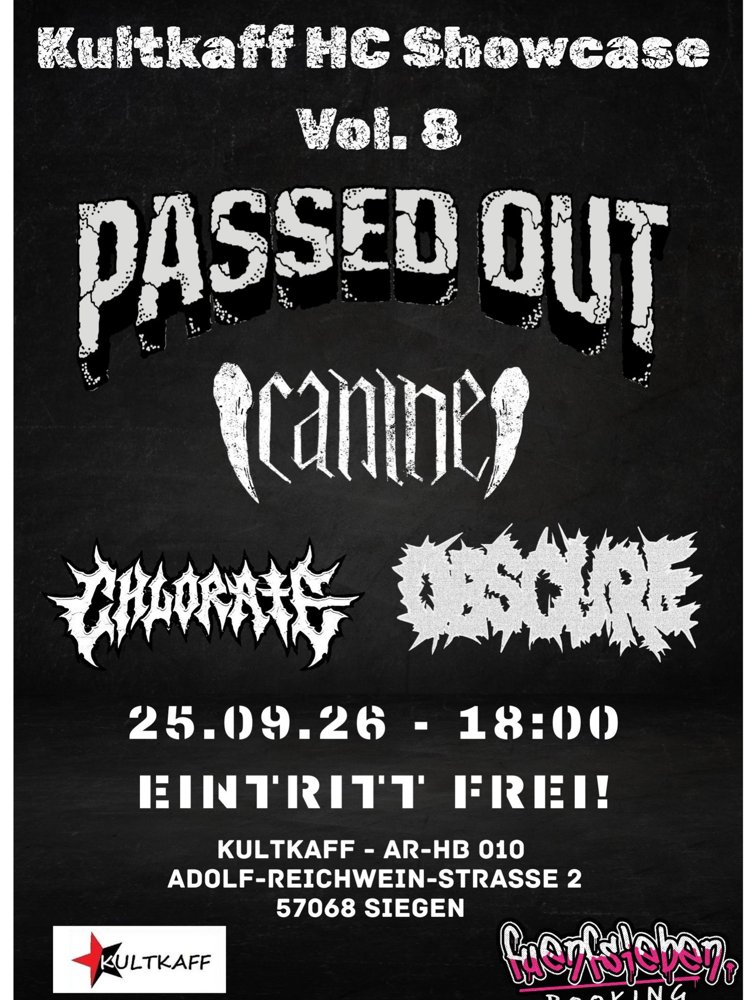 Kultkaff HC Showcase Vol. 8: Passed Out + Canine + Chlorate + Obscure