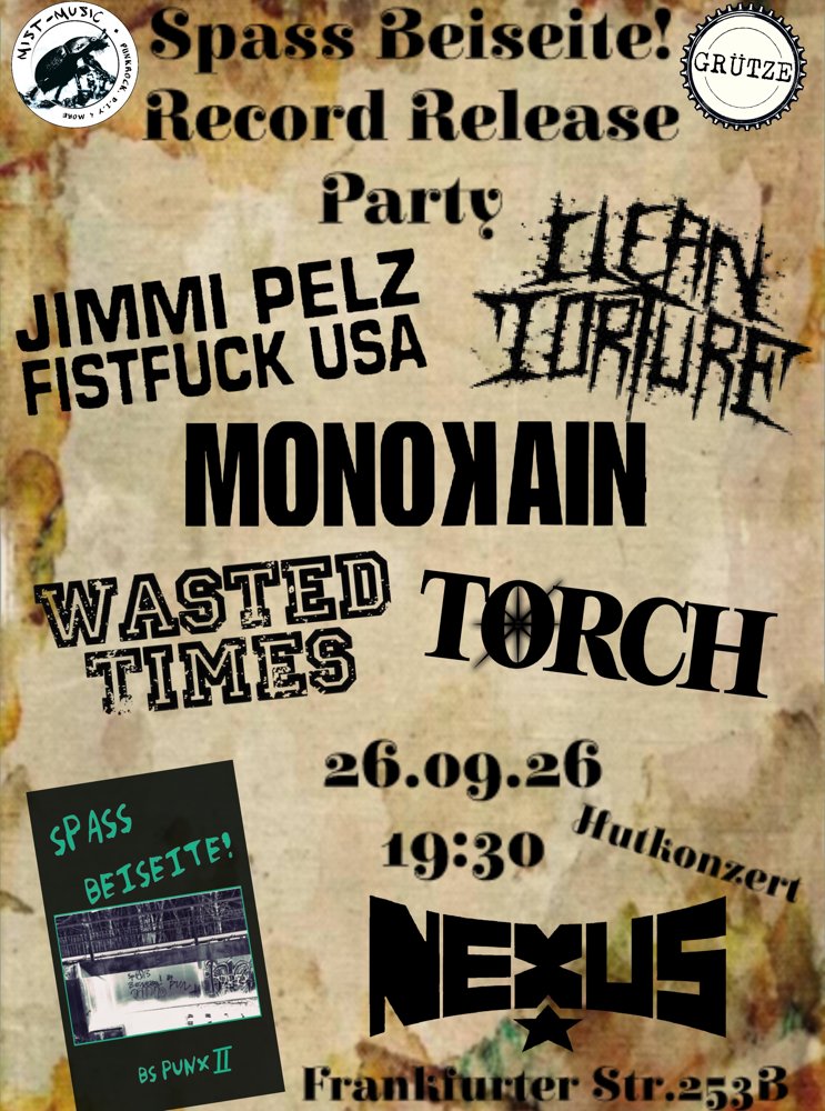 JIMMI PELZ FISTFUCK USA + MONOKAIN + TORCH + WASTED TIMES + CLEAN TORTURE