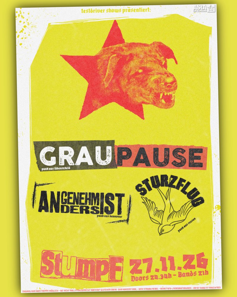 Graupause + Angenehm ist Anders + Sturzflug