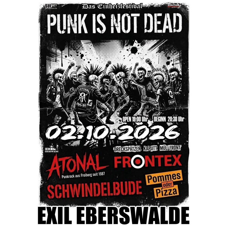 Atonal + Frontex + Schwindelbude + Pommes oder Pizza