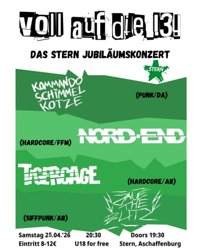 Kommando Schimmelkotze + Nord.end + Tigercage + Jane the Blitz