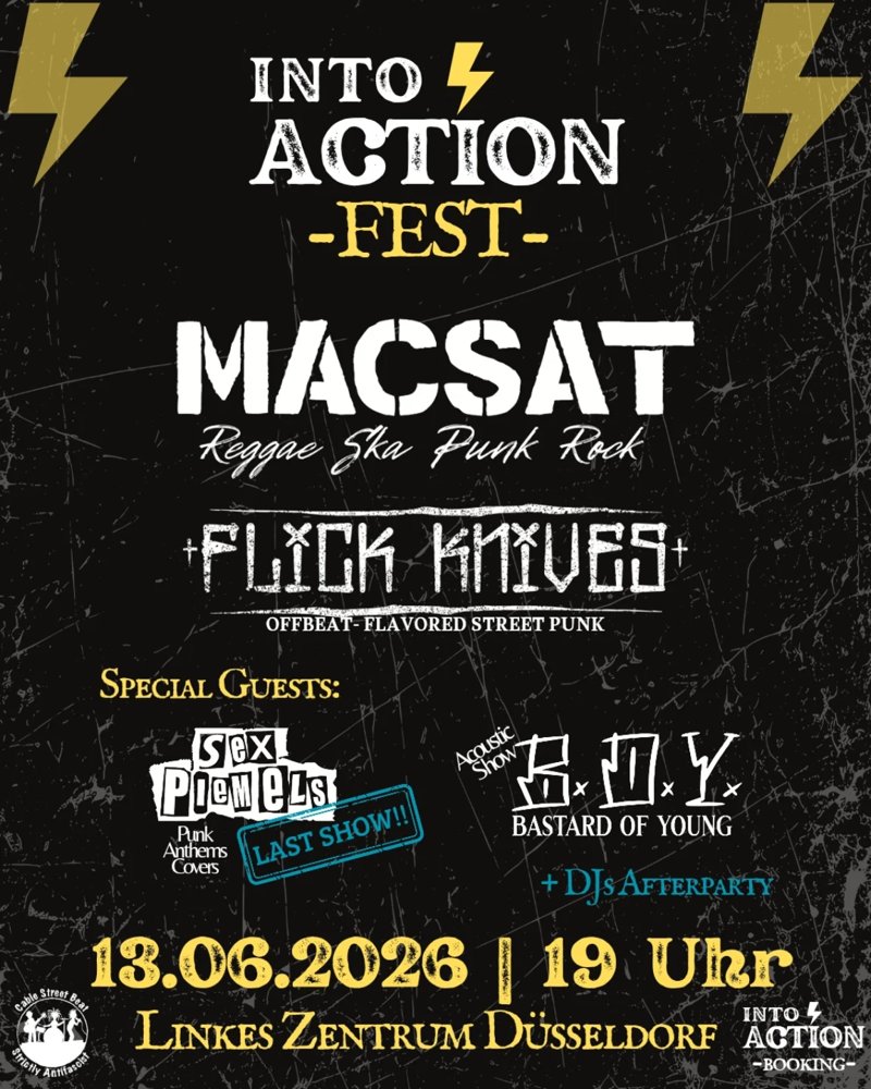 Into Action Fest: Macsat + Flick Knifes + Sex Piemels + Bastard of Young