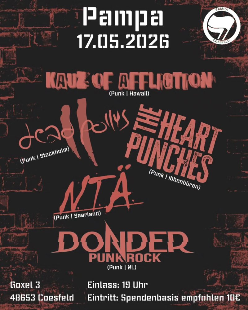 Kauz of Affliction + Dead Pollys + The Heart Punches + N.T.Ä. + Donder