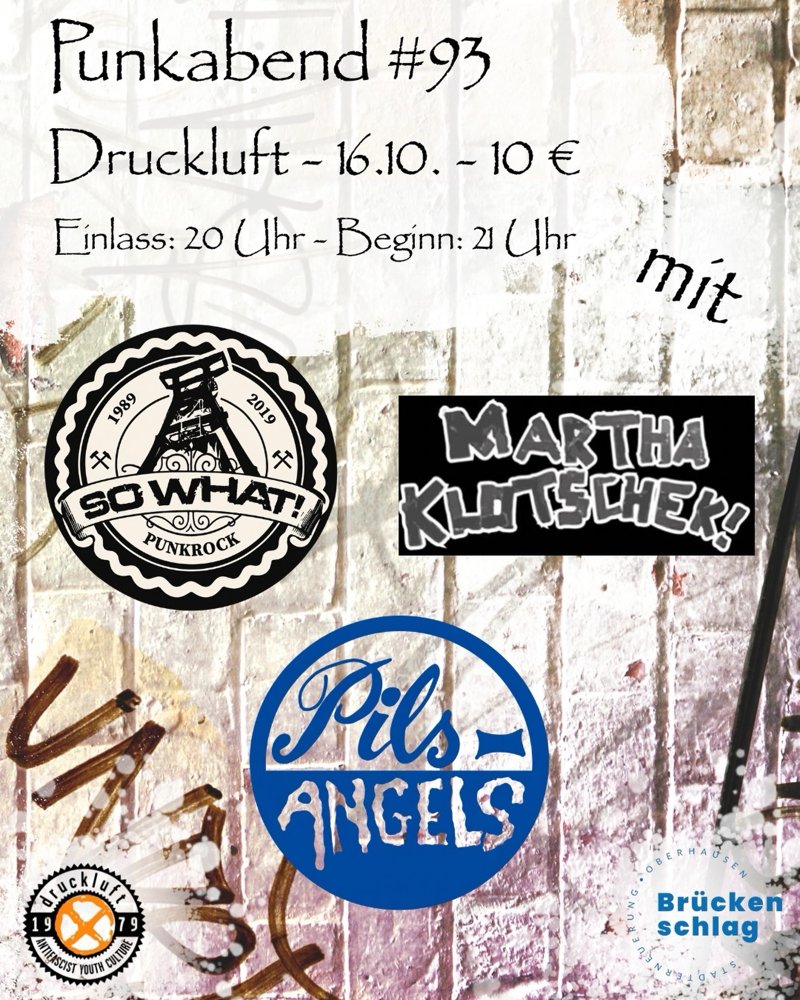 Punkabend #93: So What! + Martha Klotschek + Pils Angels